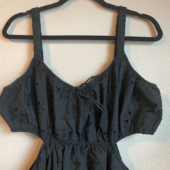 American Eagle Cut Out Dress Mini Liner 100% Cotton Black Sz XL Festival Country - Picture 2 of 9